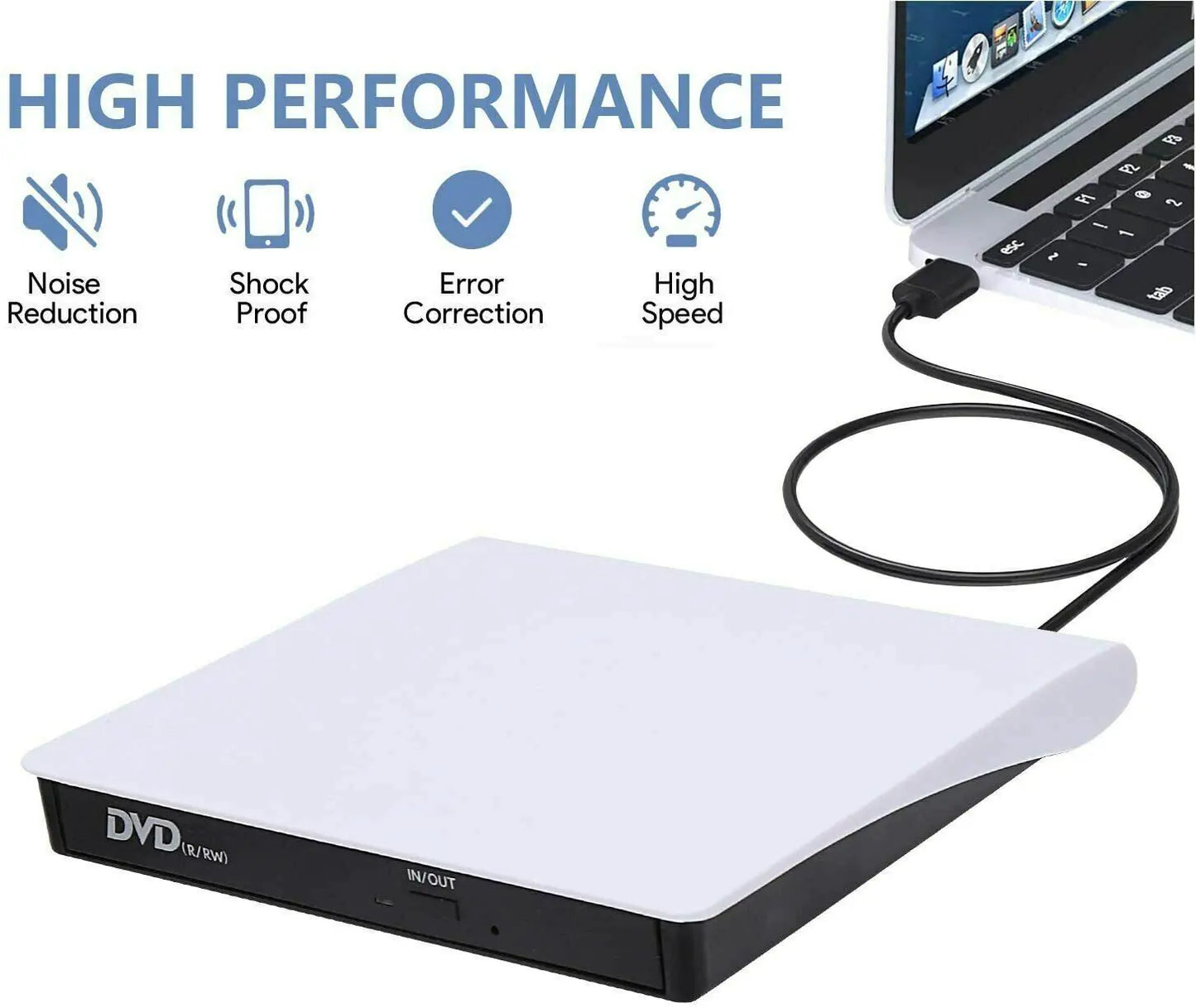 Slim External CD DVD Drive USB 3.0 Disc Player Burner Writer For Laptop PC Mac