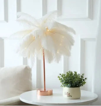 Remote Control Feather Table Lamp